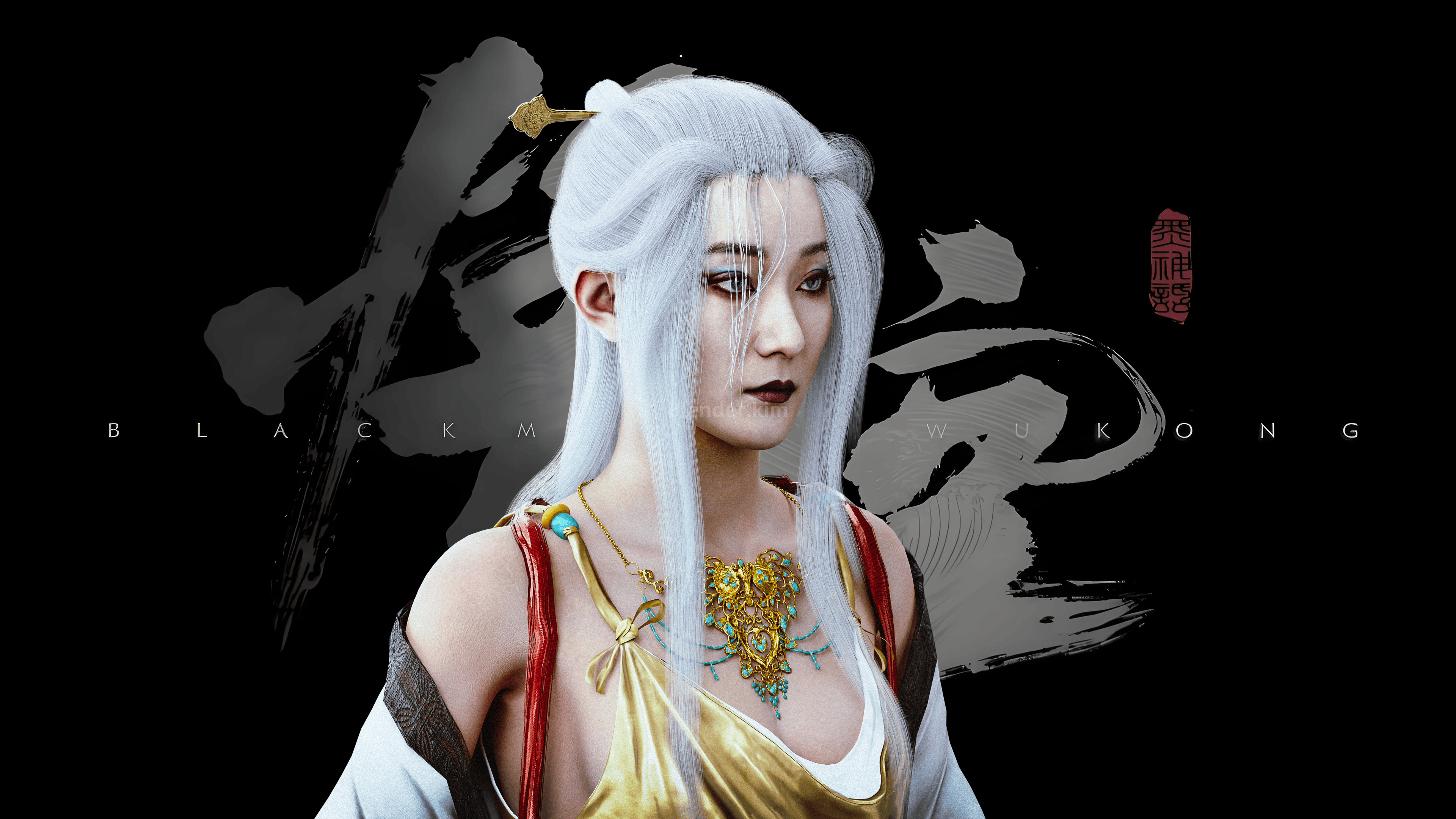 高精度黑神话悟空游戏人物角色Blender模型-1