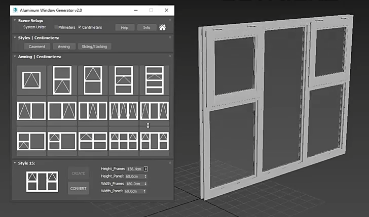 3DS MAX插件|Aluminum Window Generator V2(铝窗户生成插件) 支持3DS MAX 2018-2022-1